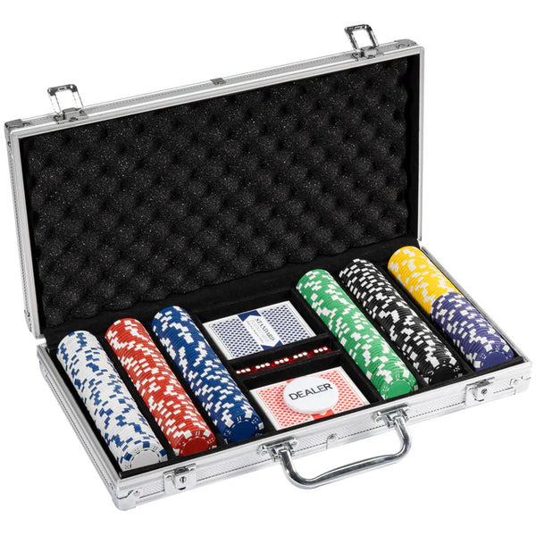 Striped Dice 11.5g poker chip set. 300 chip count in aluminum case.