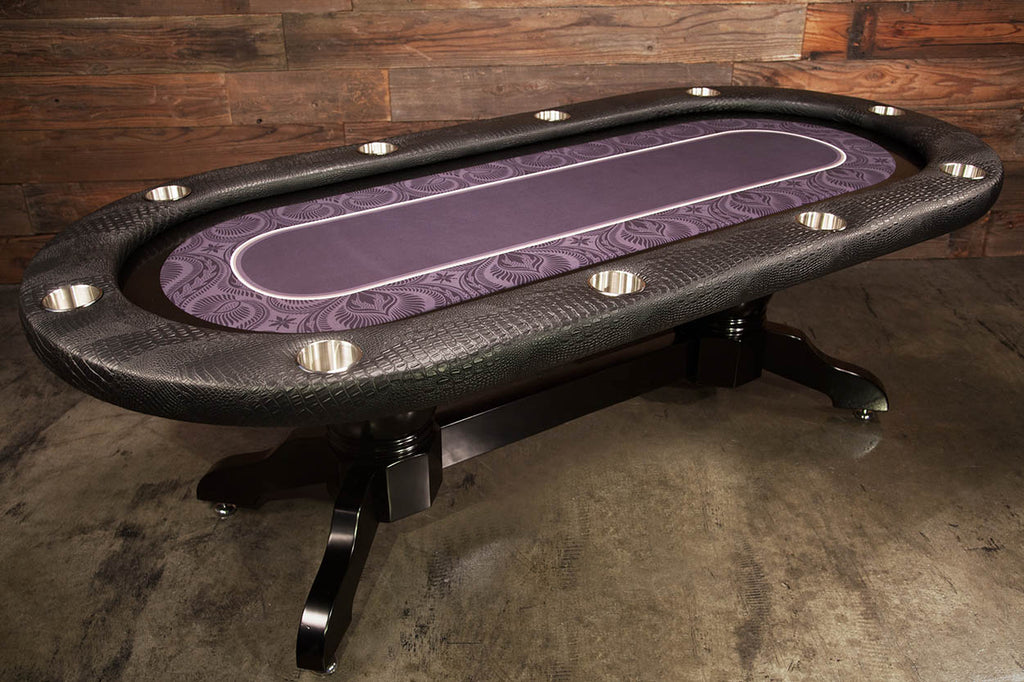 96 Dark Luna Poker Table with Racetrack Speed Cloth Cup Holder