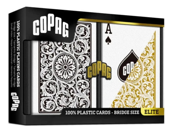 Copag 1546 Juego de cubierta doble de índice regular de tamaño de puente de oro negro