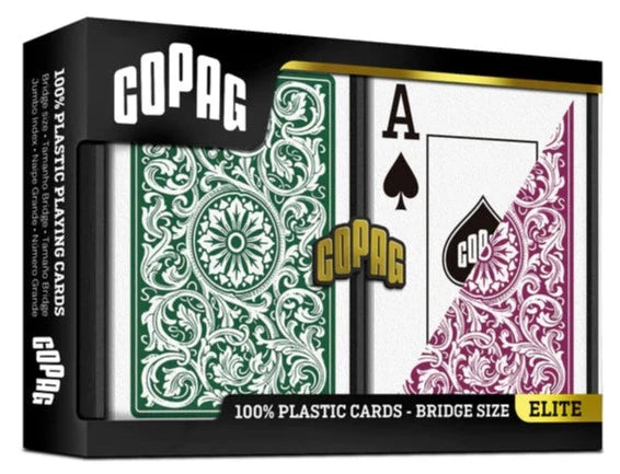Copag 1546 Green Burgundy Bridge Size Jumbo Index Double Deck Set
