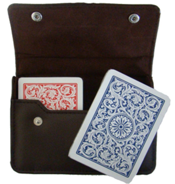 Copag 1546 Red Blue Poker Size Regular Index Double Deck En Estuche De Cuero