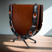 Elite 10 Player Poker Table - Brown Wood Finish - Folded