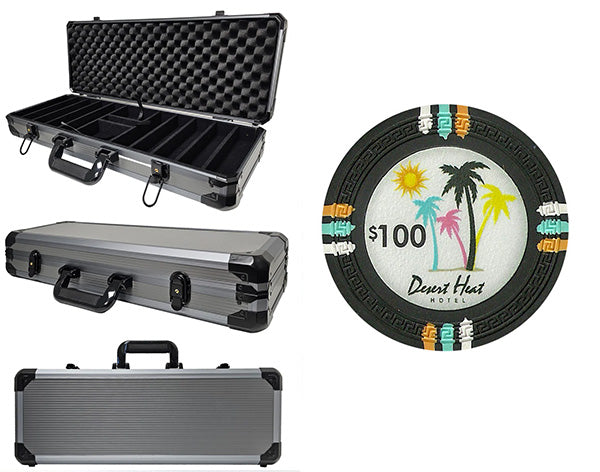 Desert Heat 13,5 Gramm Pokerchips aus Ton im Deluxe-Aluminiumkoffer – 500 Stück