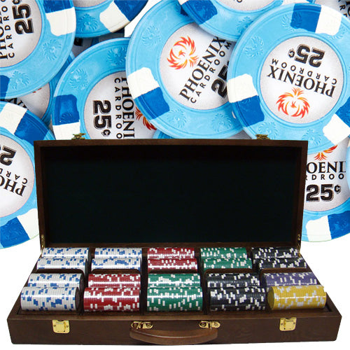 Phoenix Cardroom clay poker chips sets in case.