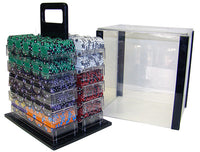 Ace King Suited 14 Gram Clay Poker Chips in Acrylic Carrier - 1000 Ct.