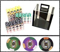 King's Casino 14 Gram Clay Poker Chips in Acrylic Carrier - 1000 Ct.