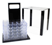 Poker Knights 13.5 Gram Clay Poker Chip Set in Acrylic Carrier Case - 1000 Count - Case & Trays