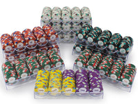 Poker Knights 13.5 Gram Clay Poker Chip Set in Acrylic Carrier Case - 1000 Count - In Trays