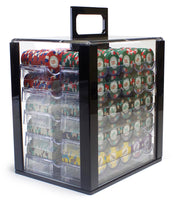 Poker Knights 13.5 Gram Clay Poker Chip Set in Acrylic Carrier - 1000 Ct.