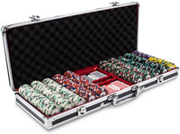 Poker Knights 13.5 Gram Clay Poker Chip Set in Black Aluminum Case - 500 Ct.