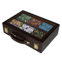 King's Casino 14 Gram Clay Poker Chips in Wood Walnut Case - 300 Ct.