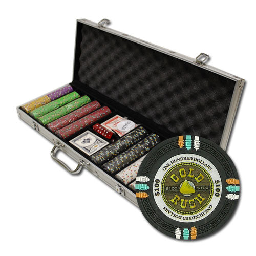 Gold Rush 13.5 Gram Clay Poker Chips in Standard Aluminum Case - 500 Ct.