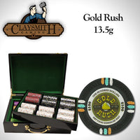 Gold Rush 13.5 Gram Clay Poker Chips in Wood Hi Gloss Case - 500 Ct.