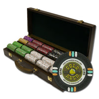 Gold Rush 13.5 Gram Clay Poker Chips in Wood Walnut Case - 500 Ct.