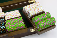 The Mint 13.5 Gram Clay Poker Chips in Wood Walnut Case - 500 Ct.
