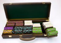 The Mint 13.5 Gram Clay Poker Chips in Wood Walnut Case - 500 Ct.