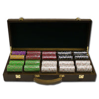 Gold Rush 13.5 Gram Clay Poker Chips in Wood Walnut Case - 500 Ct.