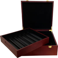 Interior View 750 Capacity Mahogany Wood Poker Case With Gold Color Fill