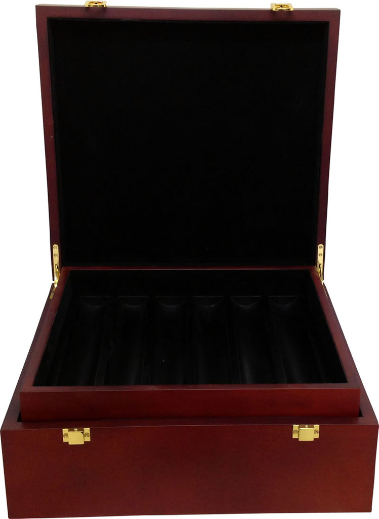 750 Capacity Matte Finish Wooden Mahogany Poker Chip Case – Poker