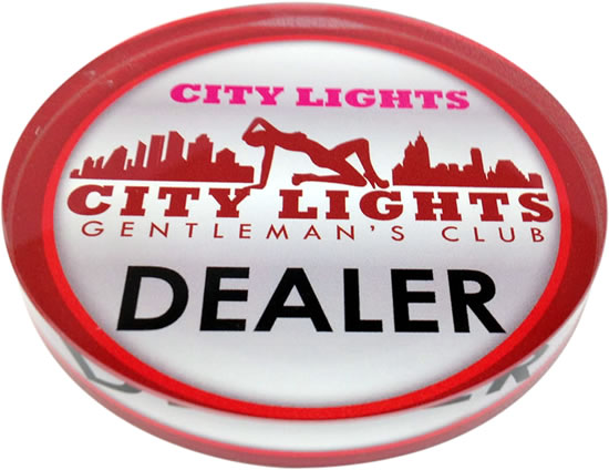 Crystal Acrylic Poker Dealer Buttons - 3.18 Inch - Custom With Your Image
