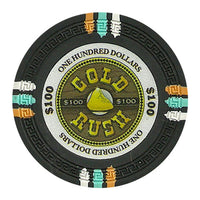 Gold Rush 13.5 Gram Clay Poker Chips in Wood Black Mahogany Case - 500 Ct.