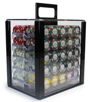 Monaco Club 13.5 Gram Clay Poker Chip Set in Acrylic Carrier - 1000 Ct.