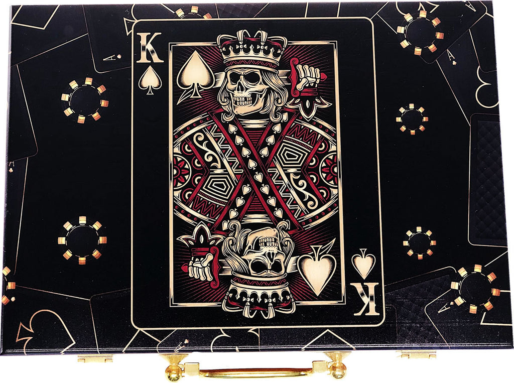 King of Spades Premium 500 Capacity Mahogany Wooden Poker Chip Case