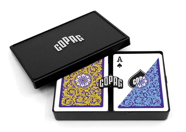 Copag Neoteric Azul Amarillo Poker Size Regular Index Double Deck Set - 12 Juegos