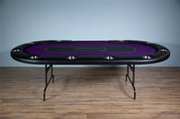 The Aces Pro Tournament Custom Poker Table With Exotic Vinyl Armrest, Stainless Steel Cupholders, and Custom Printed Playing Surface