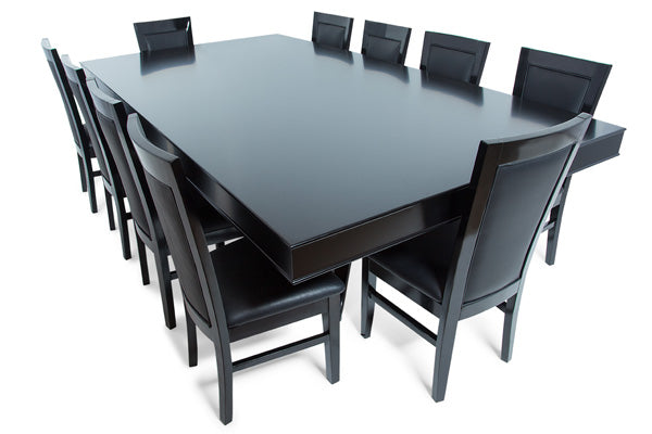 The Lumen HD Poker Table With Dining Top and Black Dining Chairs