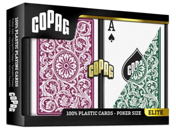 Copag 1546 Green Burgundy Poker Size Regular Index Double Deck Set