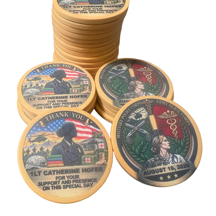 Custom military ceramic challenge coins - graduation tokens