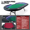 Aces Pro Alpha poker table with specifications on a white background