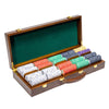 Scroll 10 Gram Ceramic Poker Chips in Wood Walnut Case - 500 Ct.