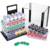 Striped dice poker chips, 1000 count in acrylic carrier.