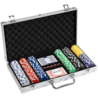 Striped Dice 11.5g poker chip set. 300 chip count in aluminum case.