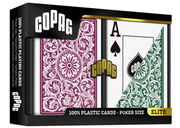 Copag 1546 Green Burgundy Poker Size Jumbo Index Double Deck Set