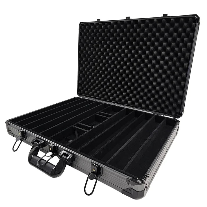 Premium Heavy Duty 1000 Capacity Aluminum Poker Chip Case - interior view 