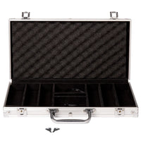 Aluminum 300 capacity poker case with black interior foam.