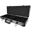 Black and gray hard-shell protective poker case case with foam interior on a white background