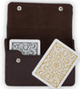 Copag 1546 Black Gold Poker Size Regular Index Double Deck In Leather Case