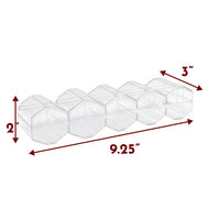 Dimensions shown of the acrylic chip holder for 43mm diameter poker chips.