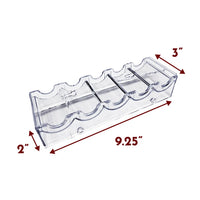 43 mm poker chip tray with interlocking design. Dimensions shown.