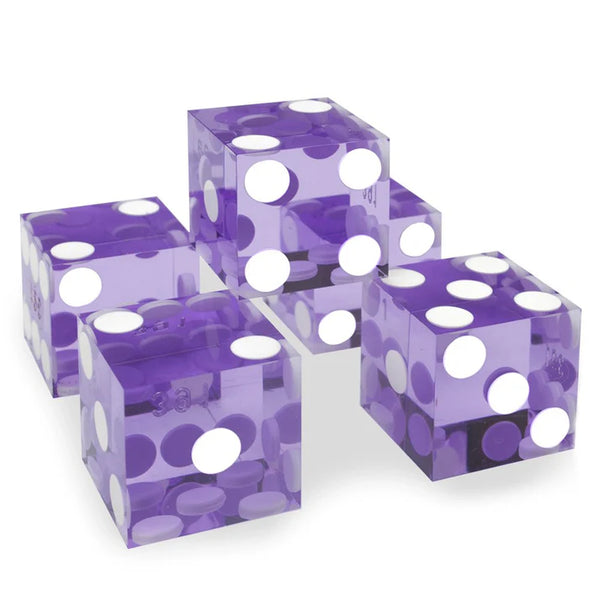 5 New Violet 19mm Grd A Precision Dice w/ Matching Serial Numbers