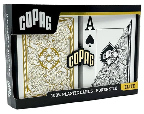 Copag 1546 Legacy Black Gold Poker Size Jumbo Index Double Deck Set - 12 Juegos