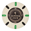 43mm size clay poker chip with 'Jupiter Club' branding on a white background - $1 denomination