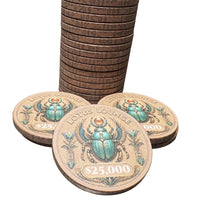 Lotus Lounge ceramic poker chips, $25,000 denomination.