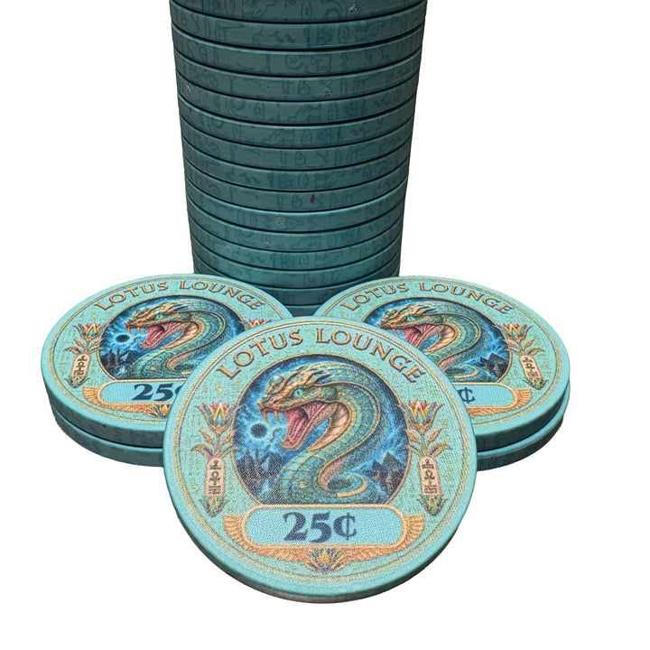 Lotus Lounge Ceramic Poker Chips - 25-cent denomination 