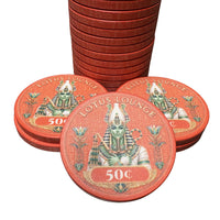 Lotus Lounge Ceramic Poker Chips - 50 Cent Denomination