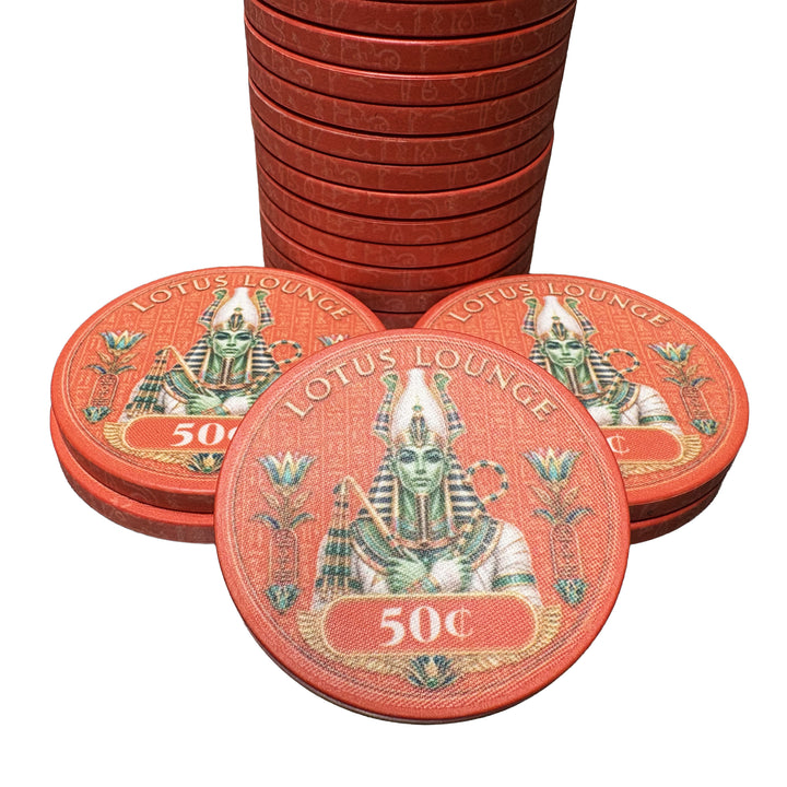 Lotus Lounge Ceramic Poker Chips - 50 Cent Denomination